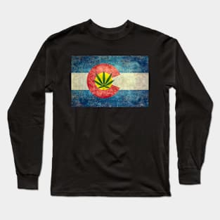 Colorado flag with Cannabis leaf Long Sleeve T-Shirt